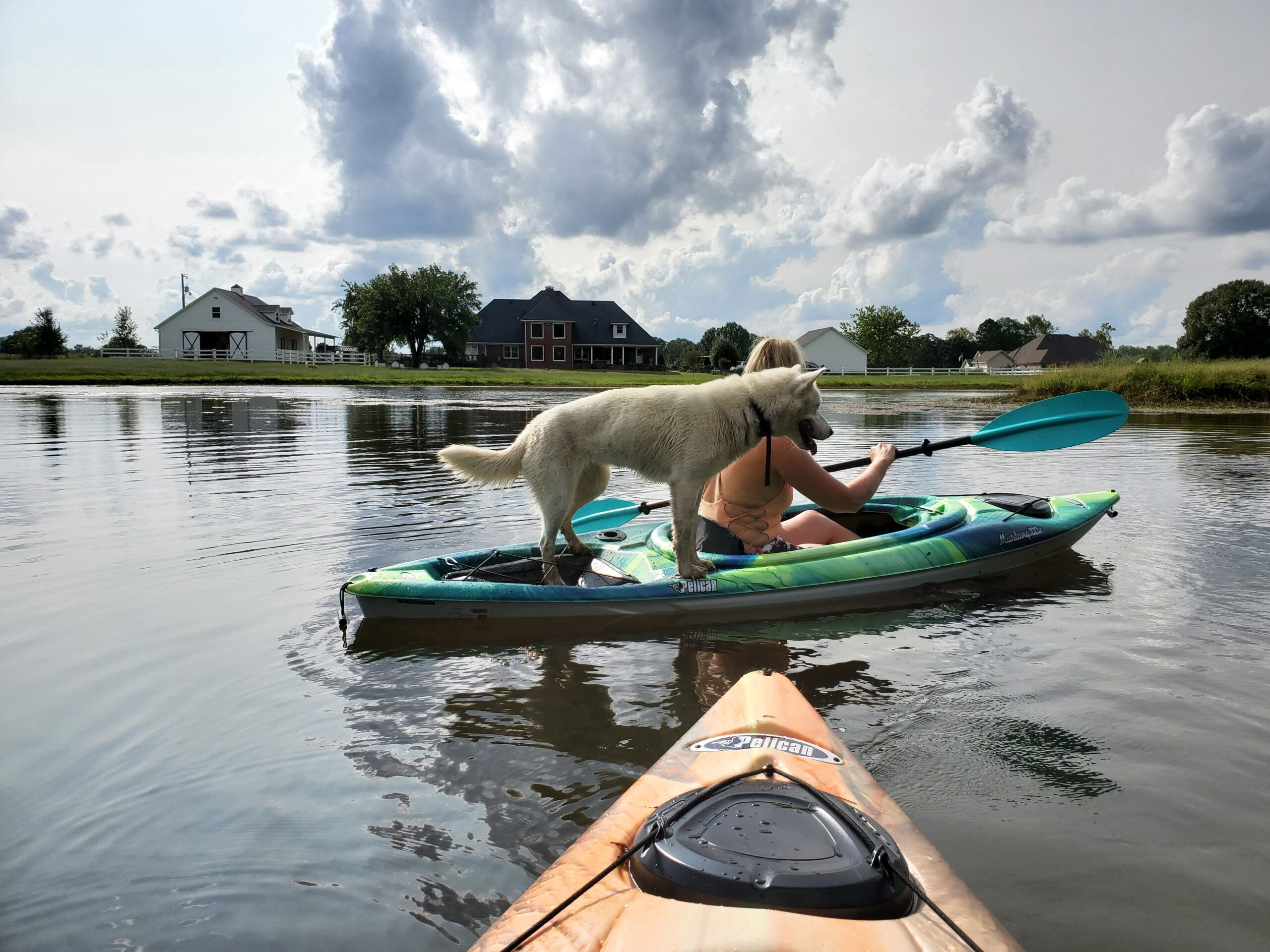 Kayaking on the pond at LiveStrong